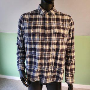 American Eagle Large blue & white plaid flannel shirt
